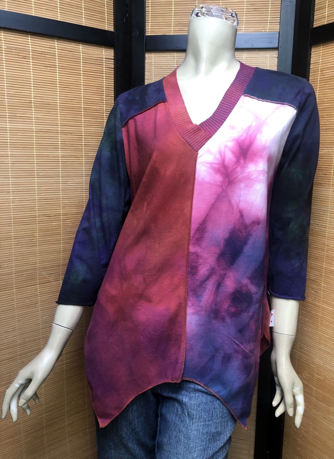 Bejeweled Long Sky-Dye Long-Sleeved Pullover in Majestic Autumn Night