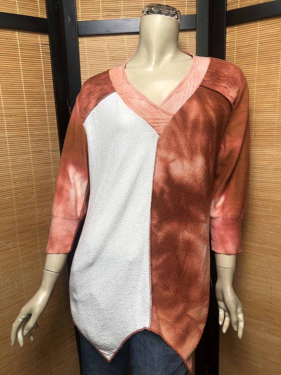 Fresh Fruit Sky-Dye Long 3/4 Sleeved Pullover in Orange Sunrise Slumber