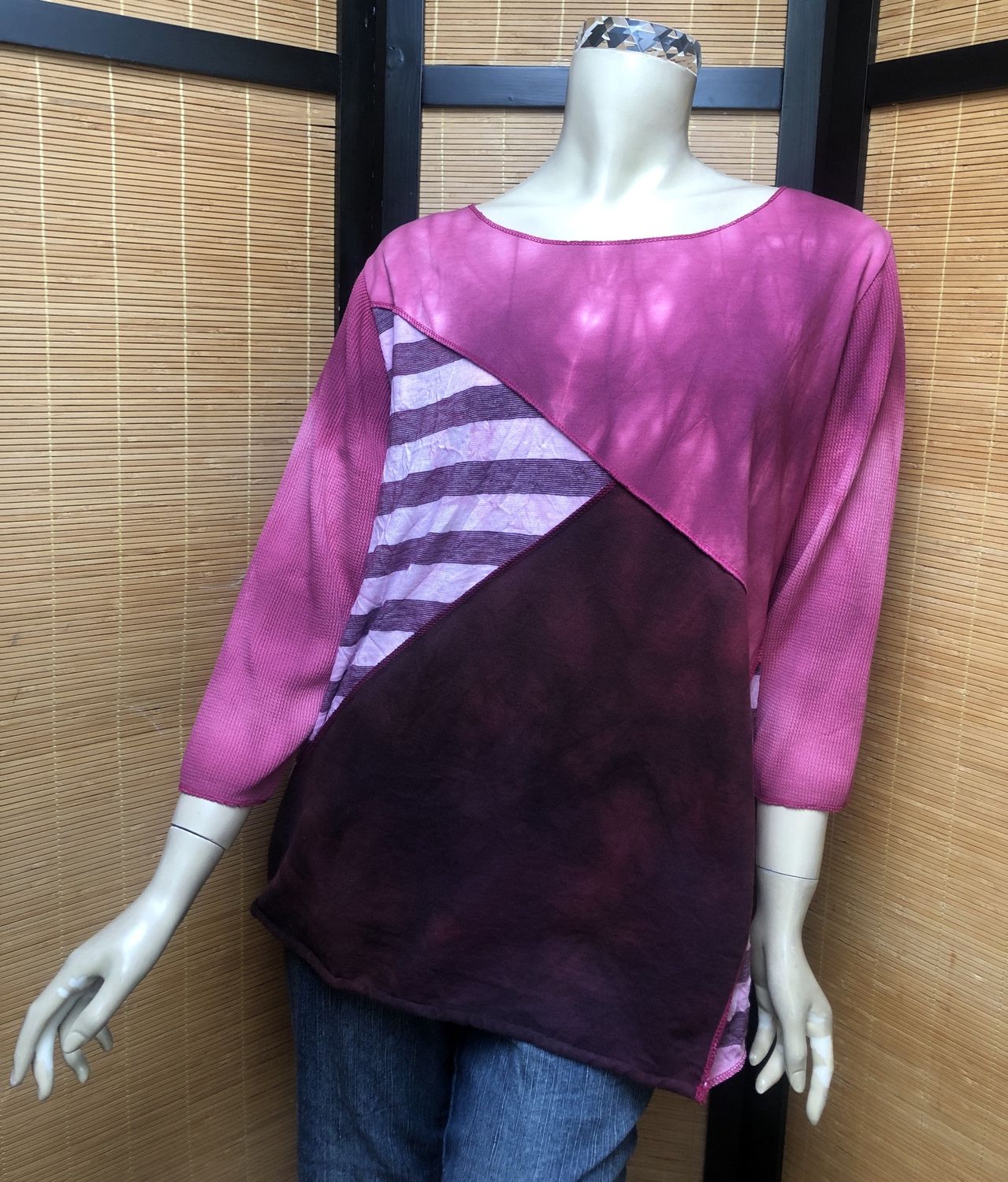 Bejeweled Long Sky-Dye Long-Sleeved Pullover in Sublime Pink Moonrise