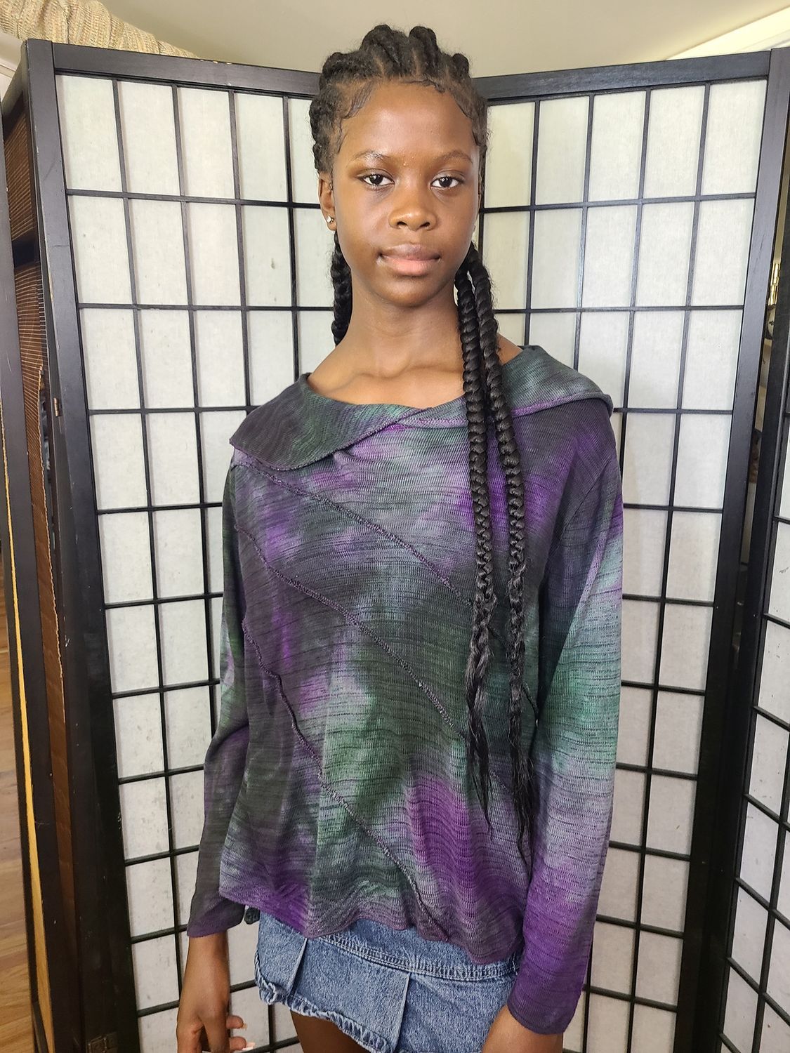 Bejeweled Mid Sky-Dye Long-Sleeved Pullover in Calming Meadow