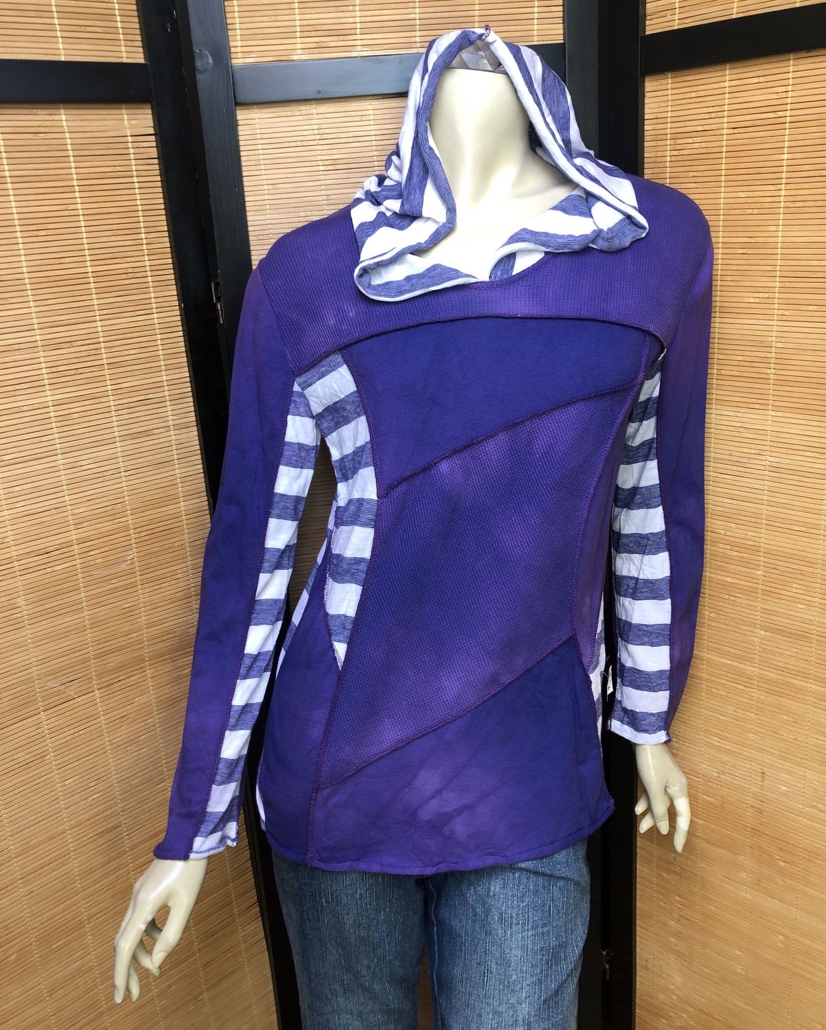 Bejeweled Long Sky-Dye Long-Sleeved Pullover in Purple Fall Majestic