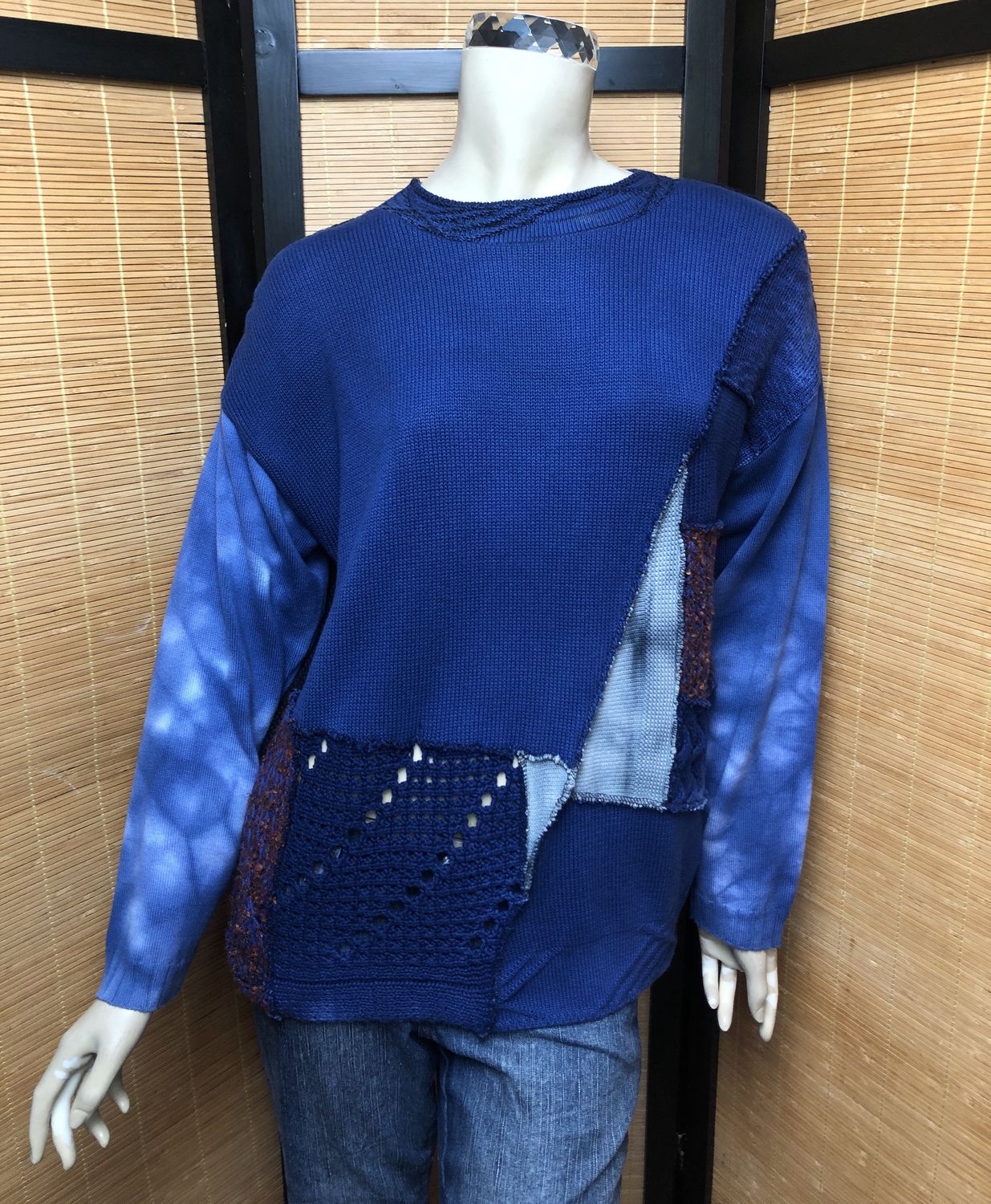 Bejeweled Long Sky-Dye Long-Sleeved Pullover in Sky Adorn Jewel