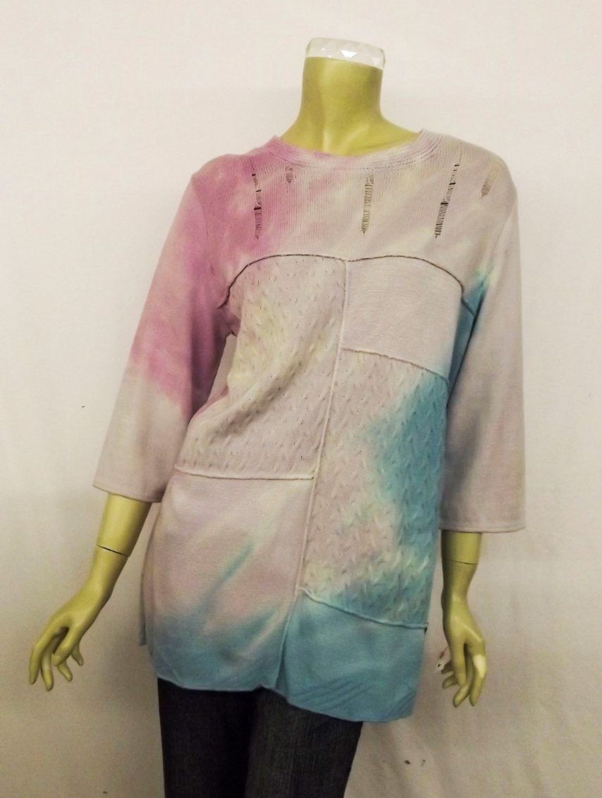 Fresh Fruit Sky-Dye Long Pullover in Majestic Pink Springtide