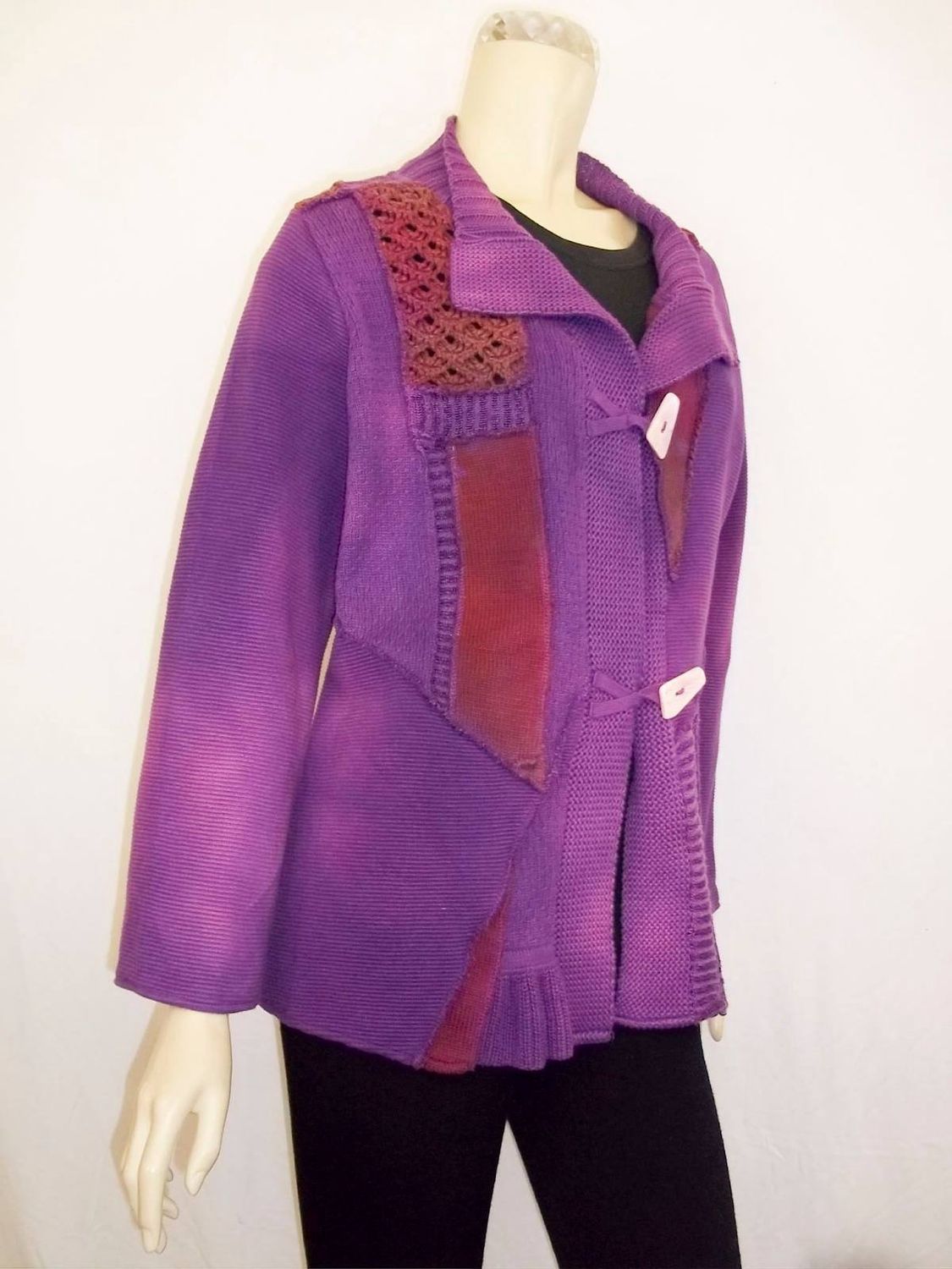 Bejeweled Mid Sky-Dye Long-Sleeved Coat in Autumn Red Sunrise