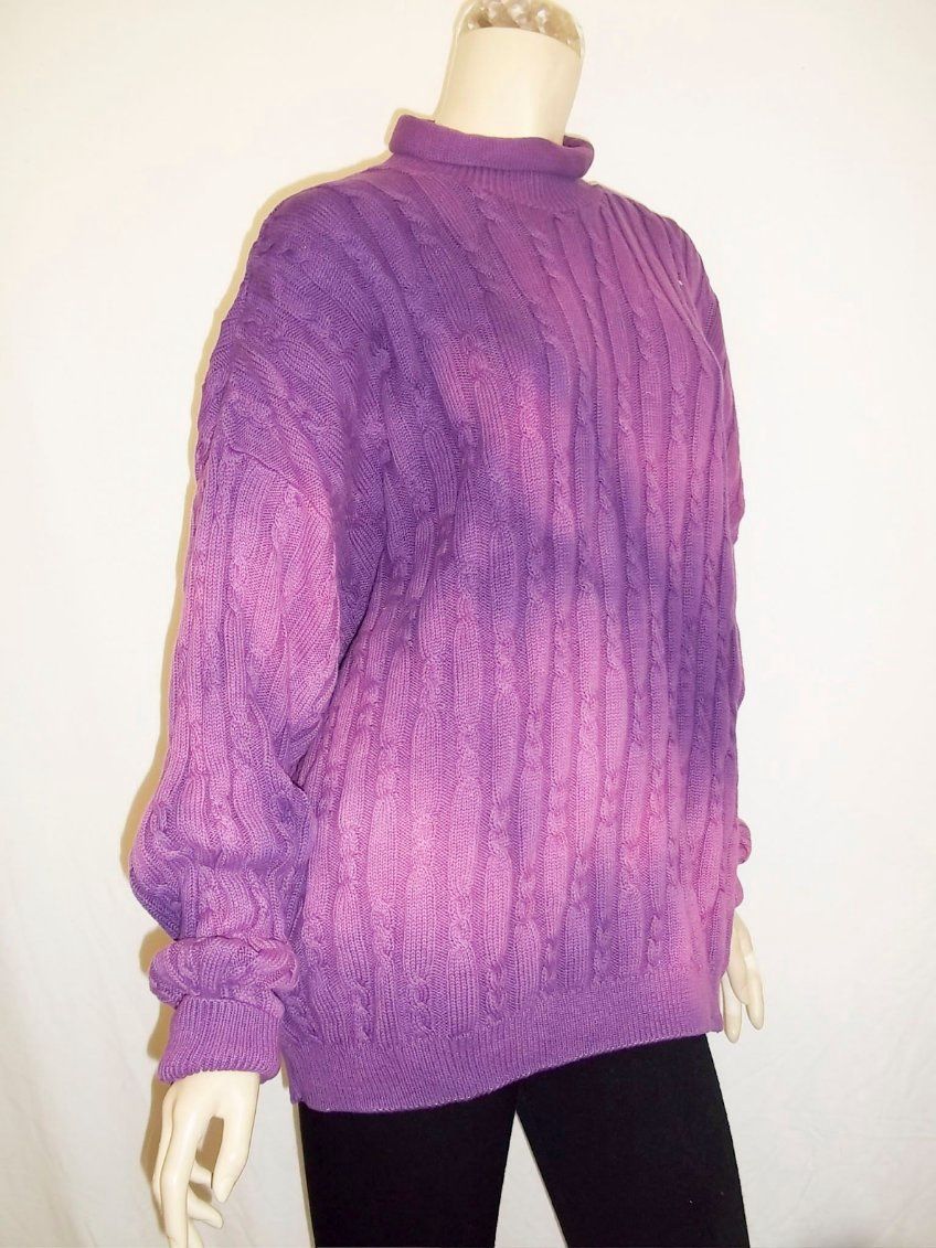 Bejeweled Mid Sky-Dye Long-Sleeved Mock-Turtleneck Sweater in Fall Evening Day