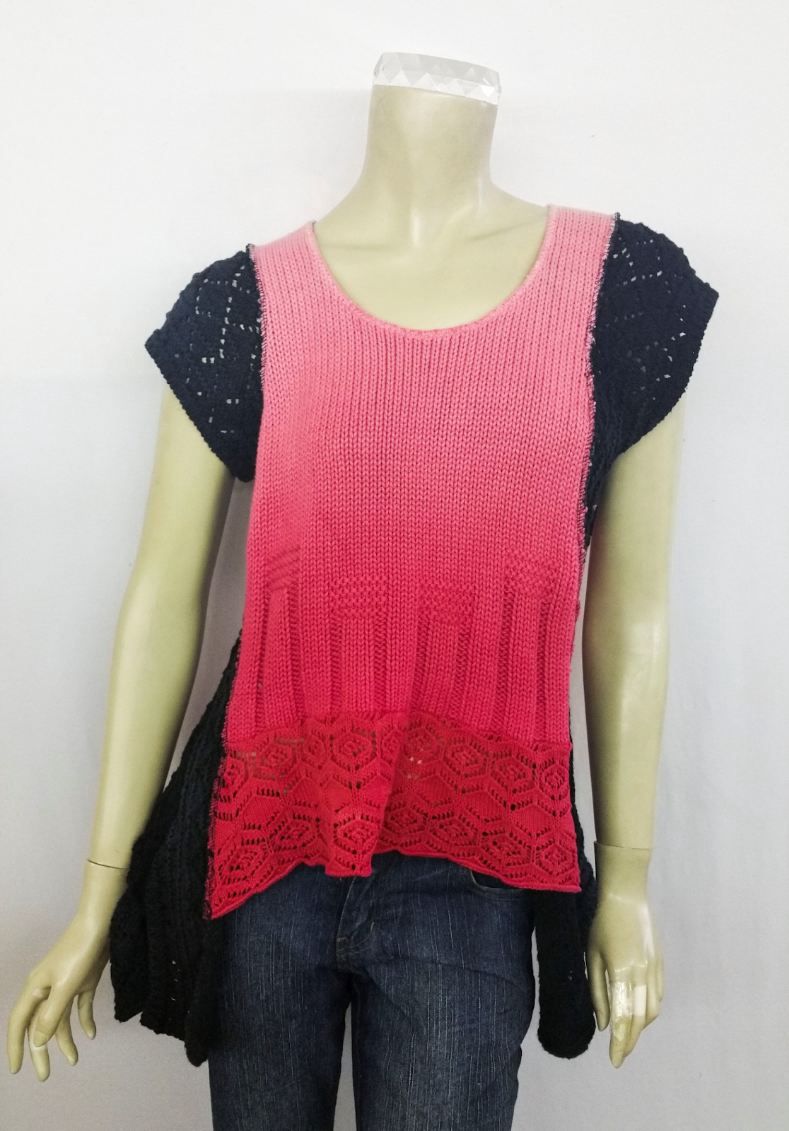 Fresh Fruit Sky-Dye Cropped Pullover in Raspberry Springtide Night