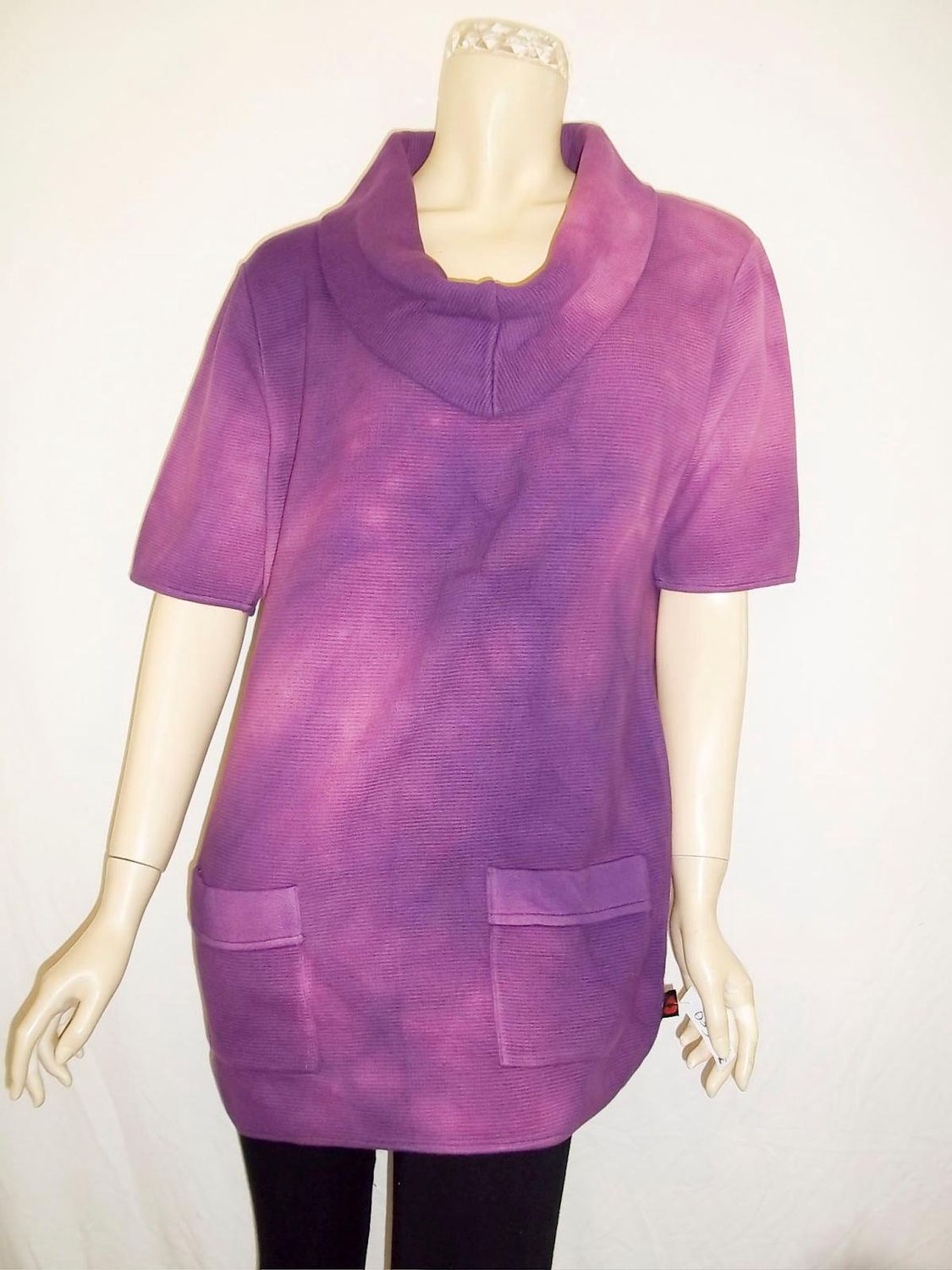 Bejeweled Long Sky-Dye Short-Sleeved Pullover w/ Pockets in Autumn Sunrise Morning