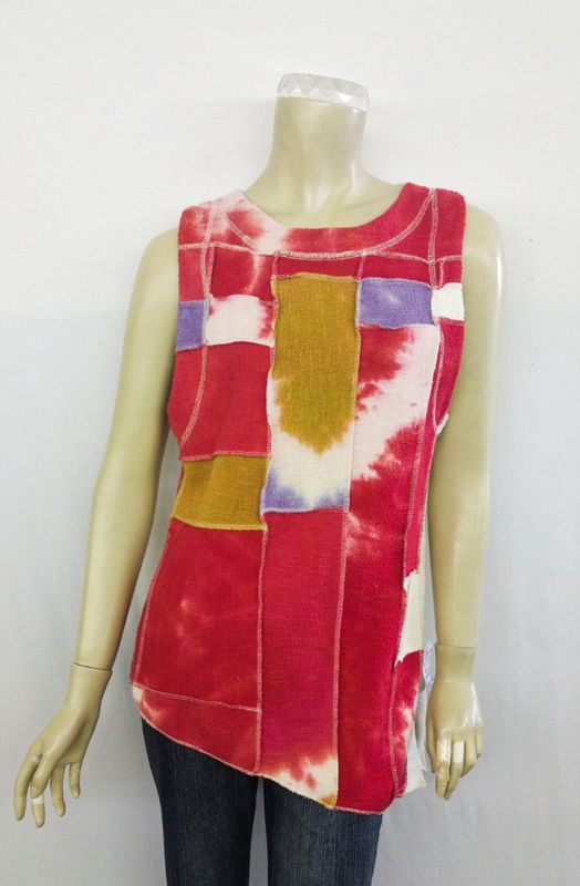 Fresh Fruit Sky-Dye Long Sleeveless Sweater in Brilliant Cerise Sun