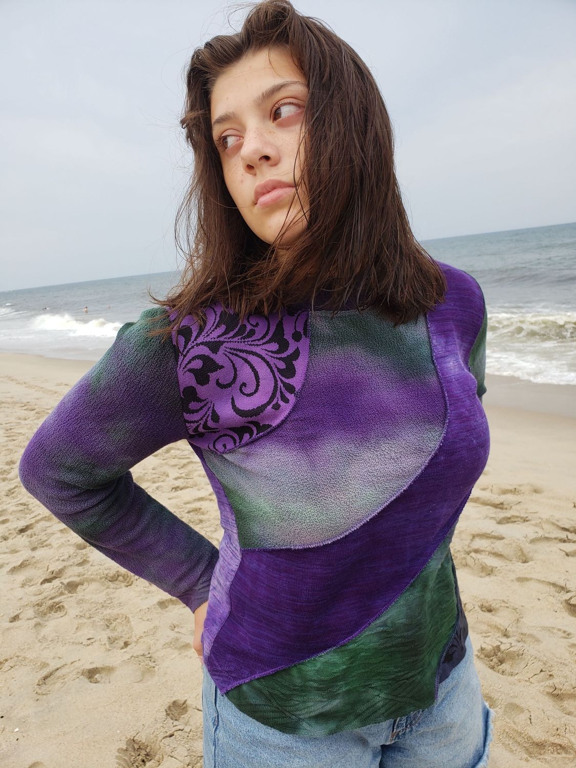 star &quot;rolling hills&quot; crop sweater sweatshirt