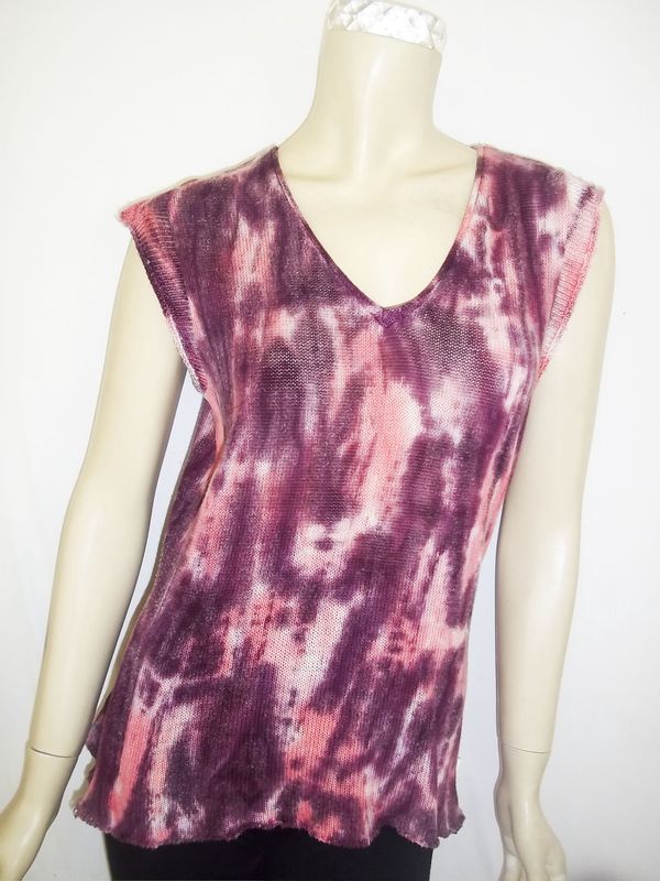 Summer Vintage Sky-Dye Tank-Top in Pink Sunset Summer