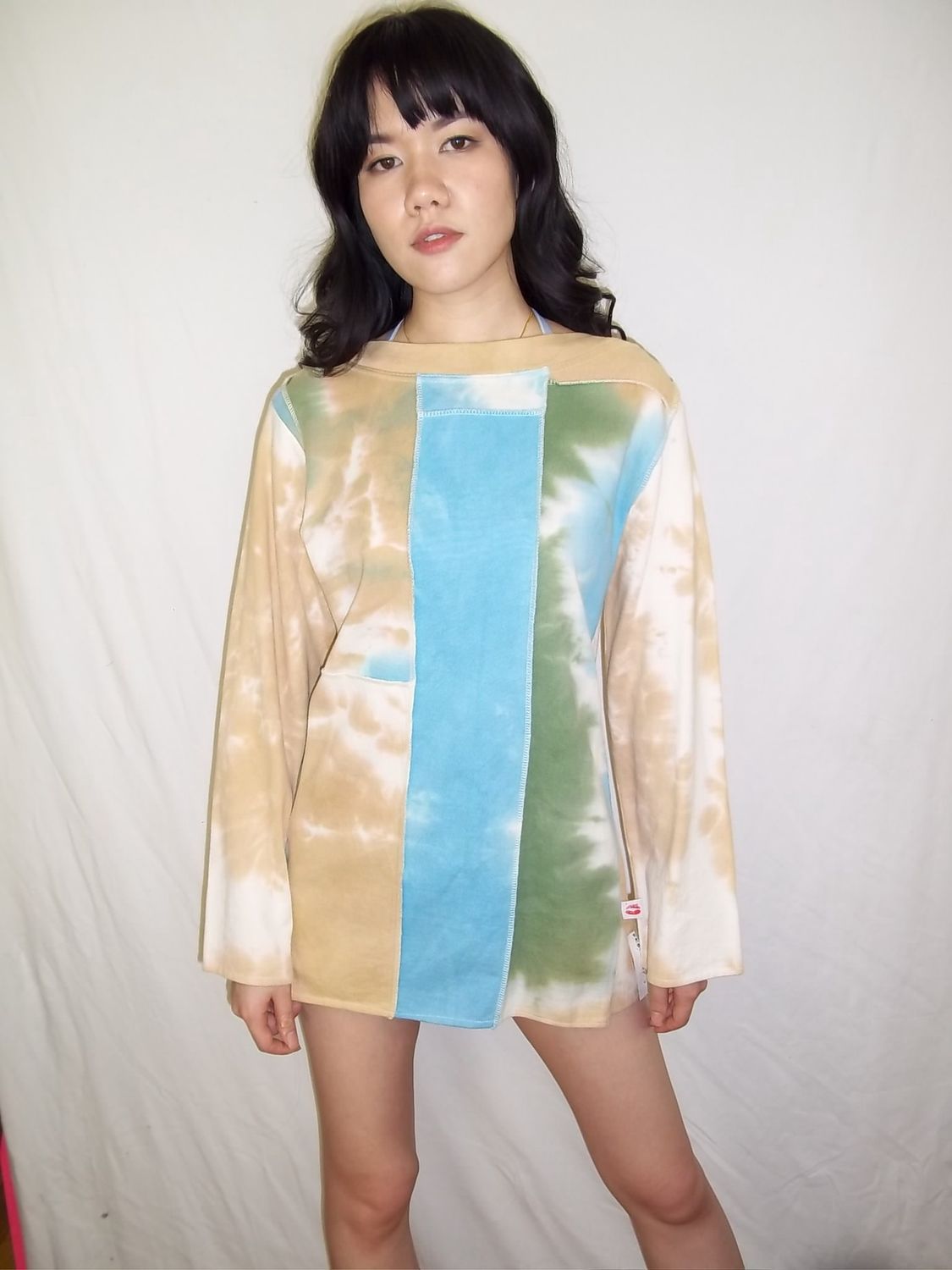 Boat neck paneled l/s