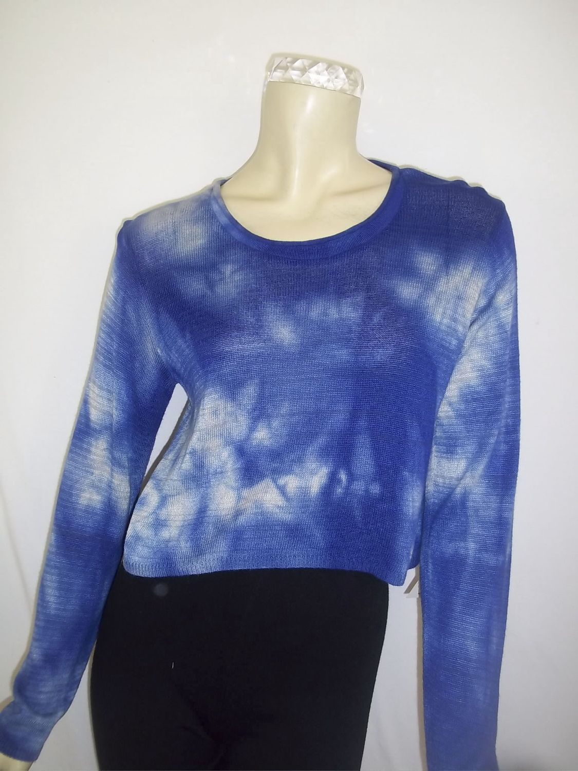 Cropped Cobalt Sky-Dye Sweater