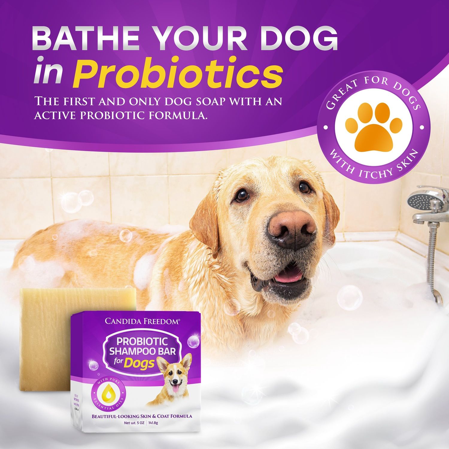 Candida Freedom Probioc Shampoo Bar For Dogs