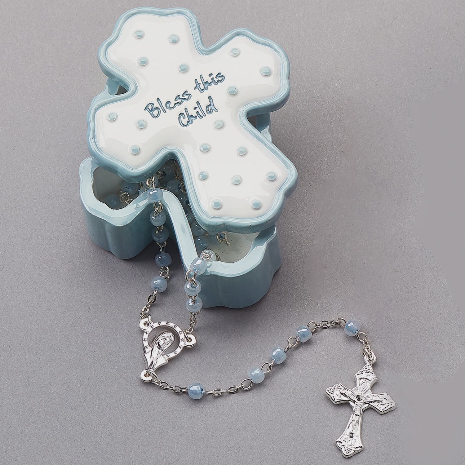 Blue Cross Box w/Rosary