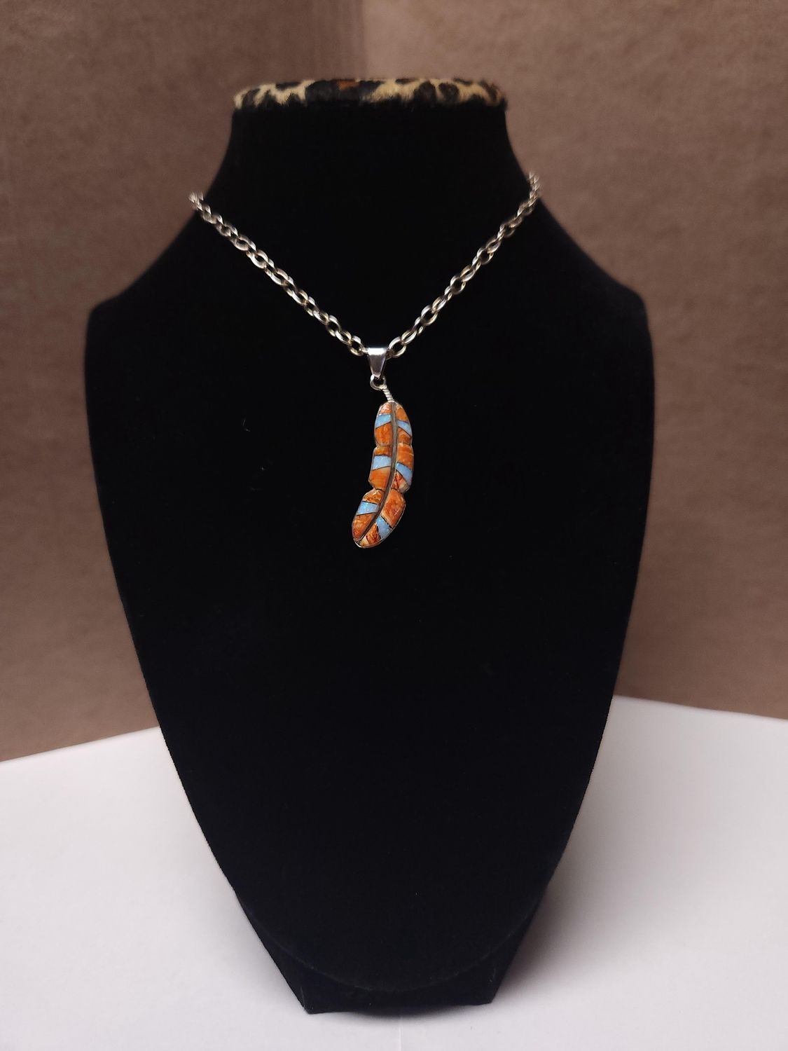Orange Feather Pendant SS