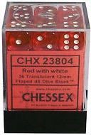 12mm d6 Dice Block (36 Dice), Color: Translucent Red/White