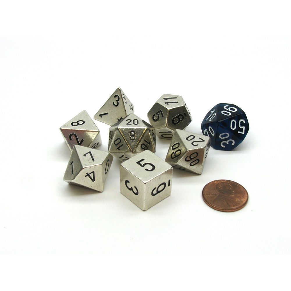 Solid Metal Polyhedral 7-Die Set, Color: Silver