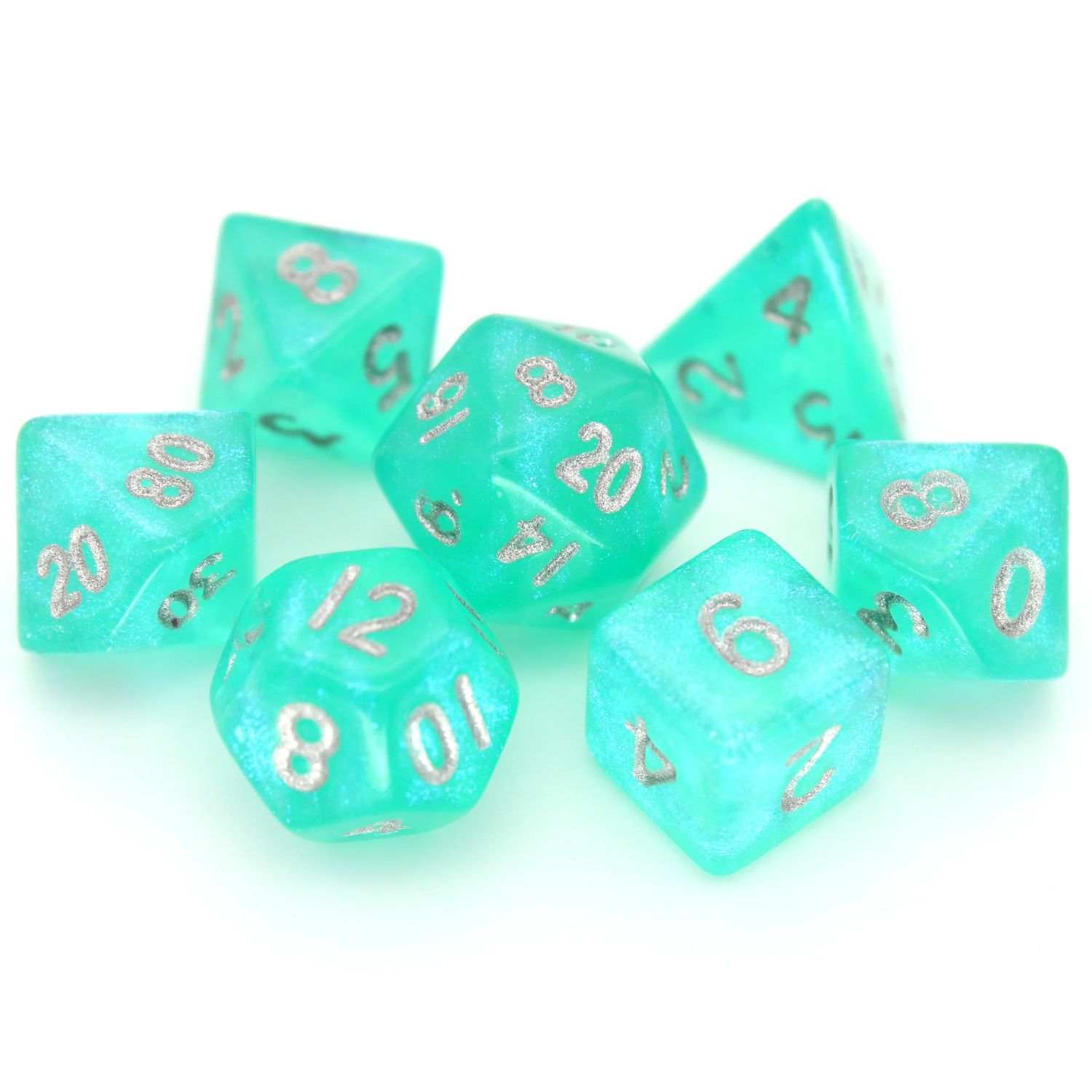 Mini 7pc Dice Set, Color: Cyantidote