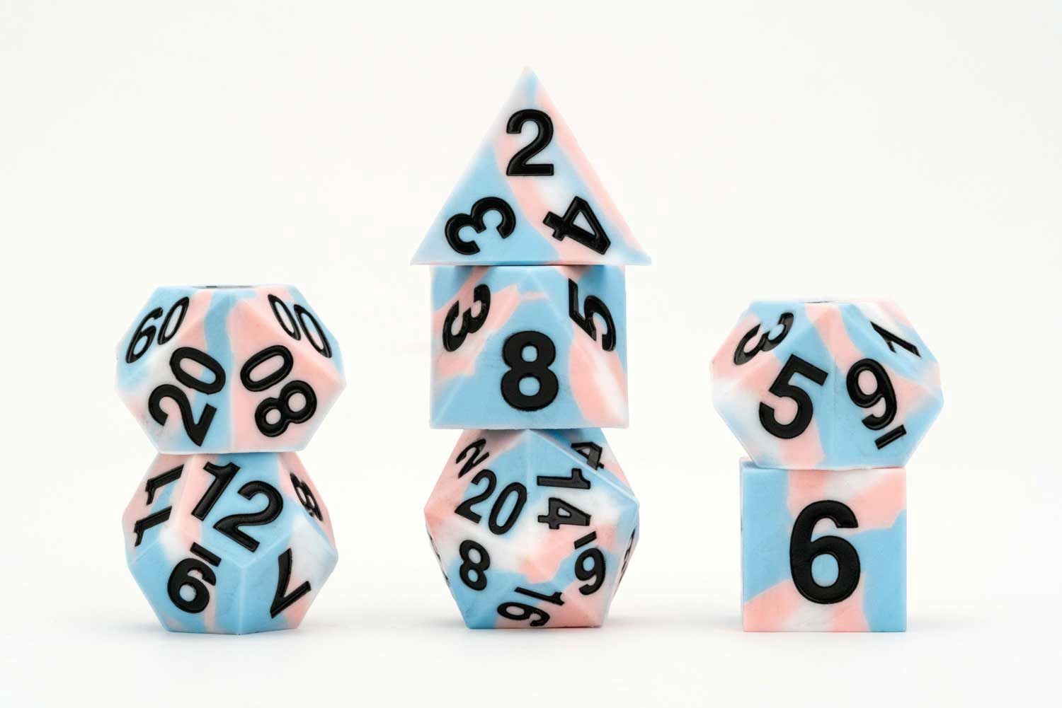 7 Dice Set 16mm Pride Sharp Edge, Color: Transgender