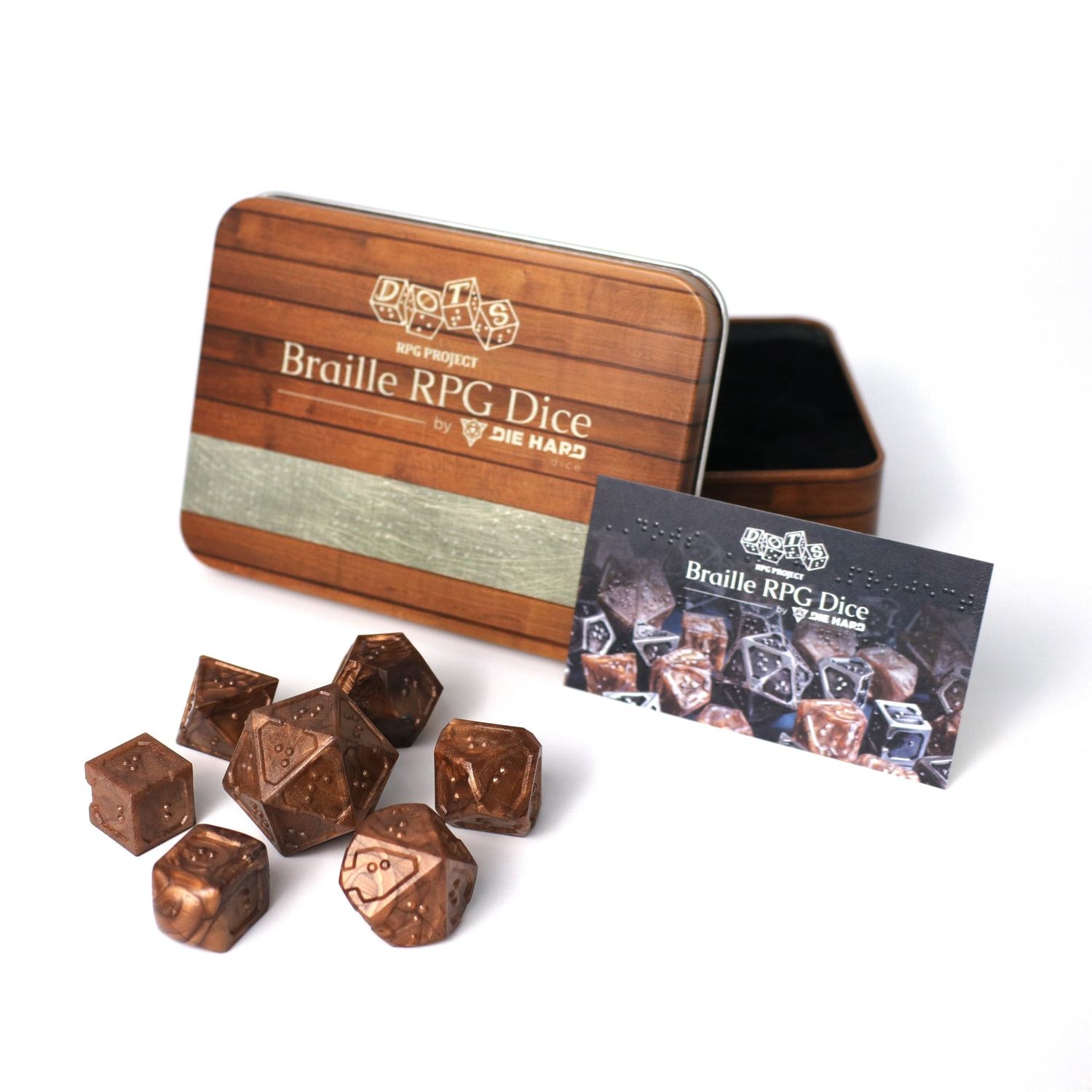 7pc RPG Set - DOTS Braille, Color: Molten Bronze