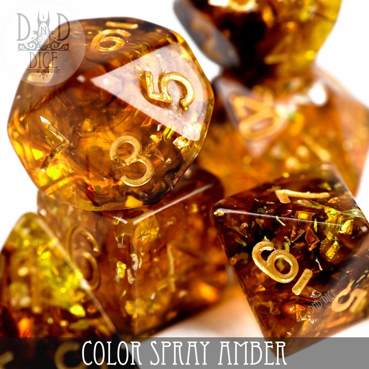 DND - 7 piece RPG Dice Set, Color: Color Spray Amber