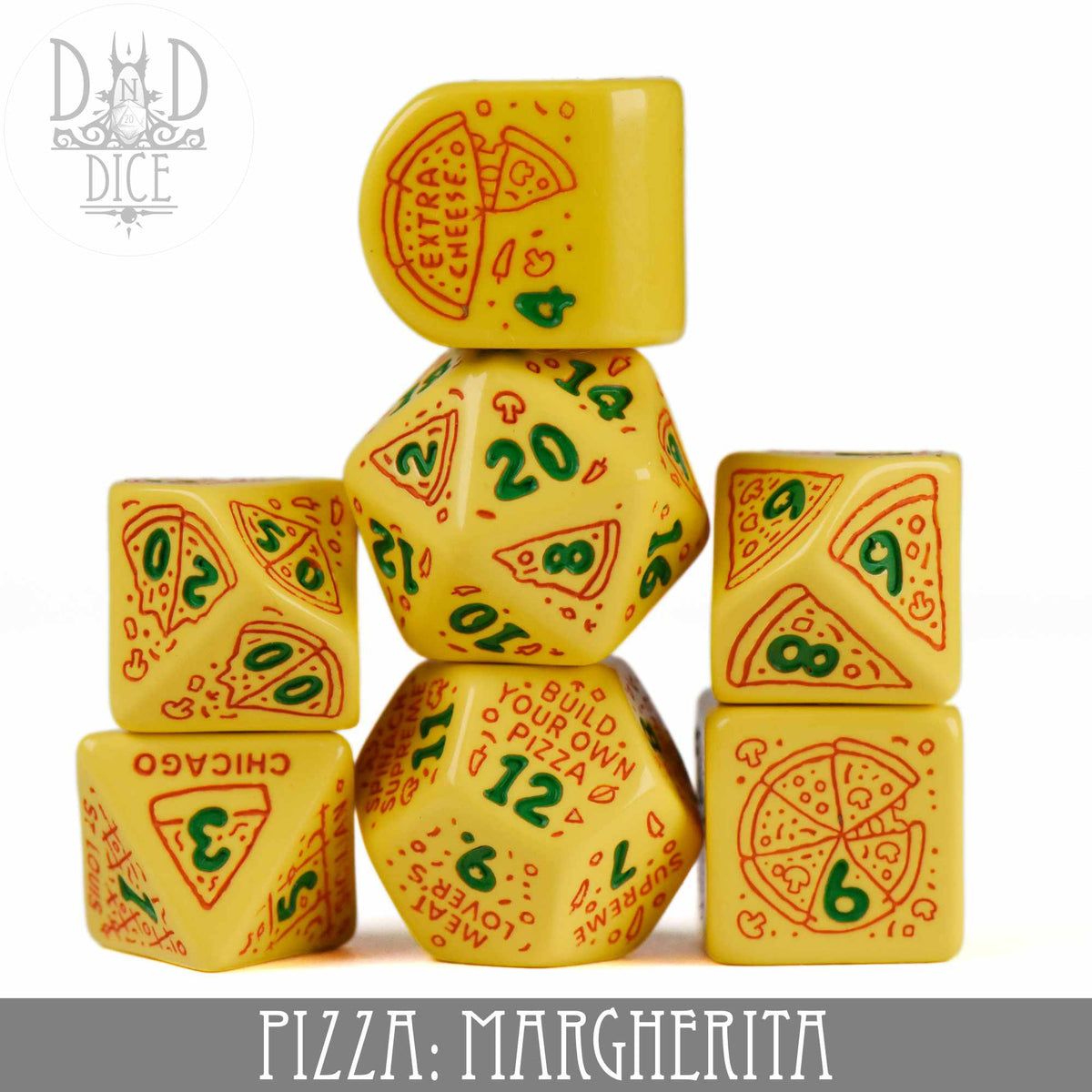 DND - 7pc RPG Pizza Dice, Variant: Pizza Margherita