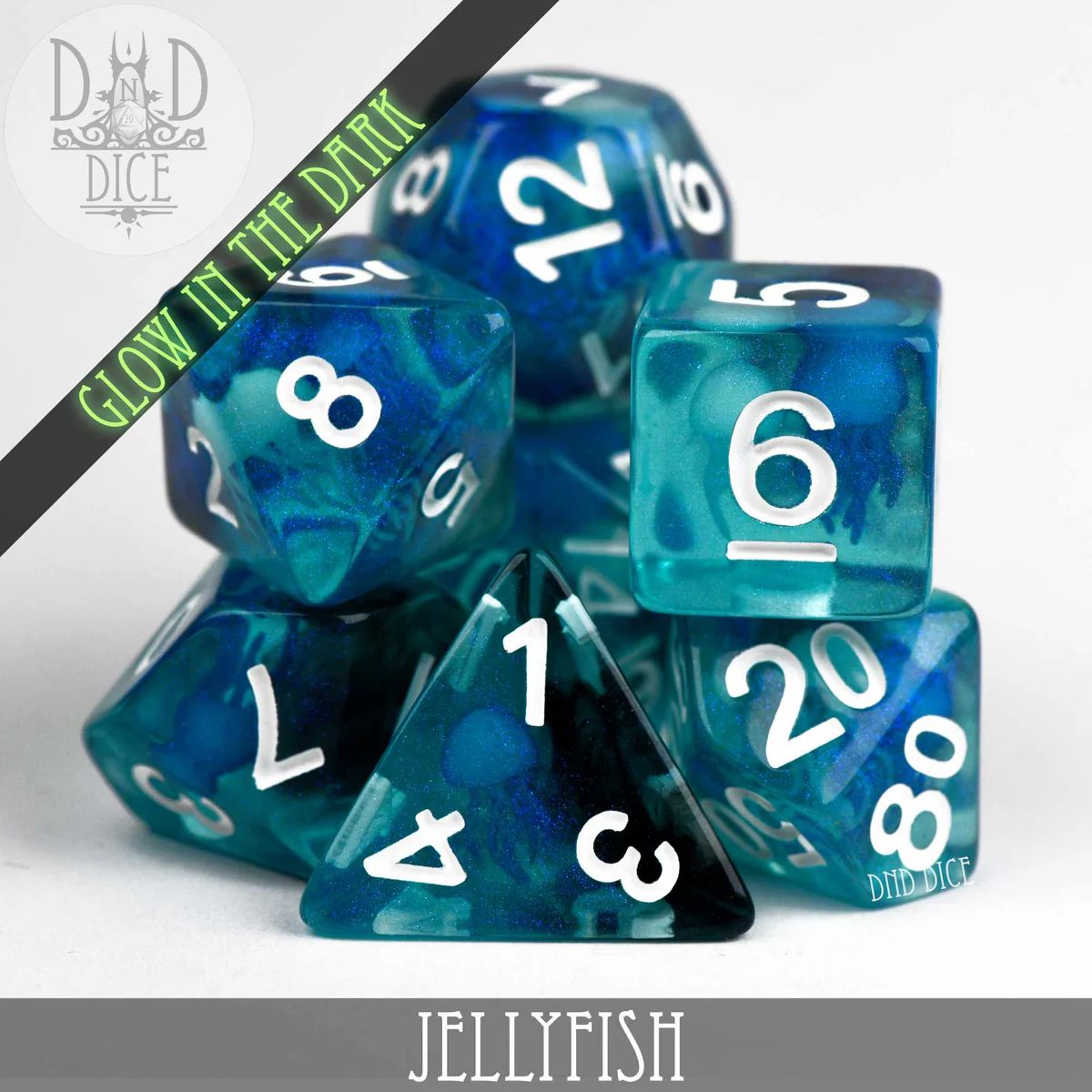 DND - 7pc RPG Dice Set (Glow), Variant: Jellyfish