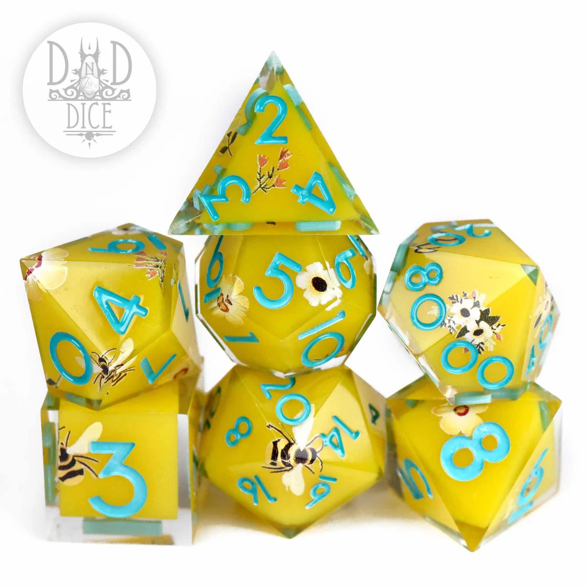 DND - 7pc RPG Dice Set (Handmade), Variant: Beekeeper