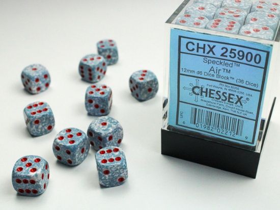 12mm d6 Dice Block (36 Dice) - Speckled, Color: Air