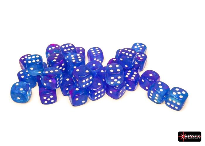 12mm d6 Dice Block (36 Dice) - Nebula, Color: Aura/White Luminary
