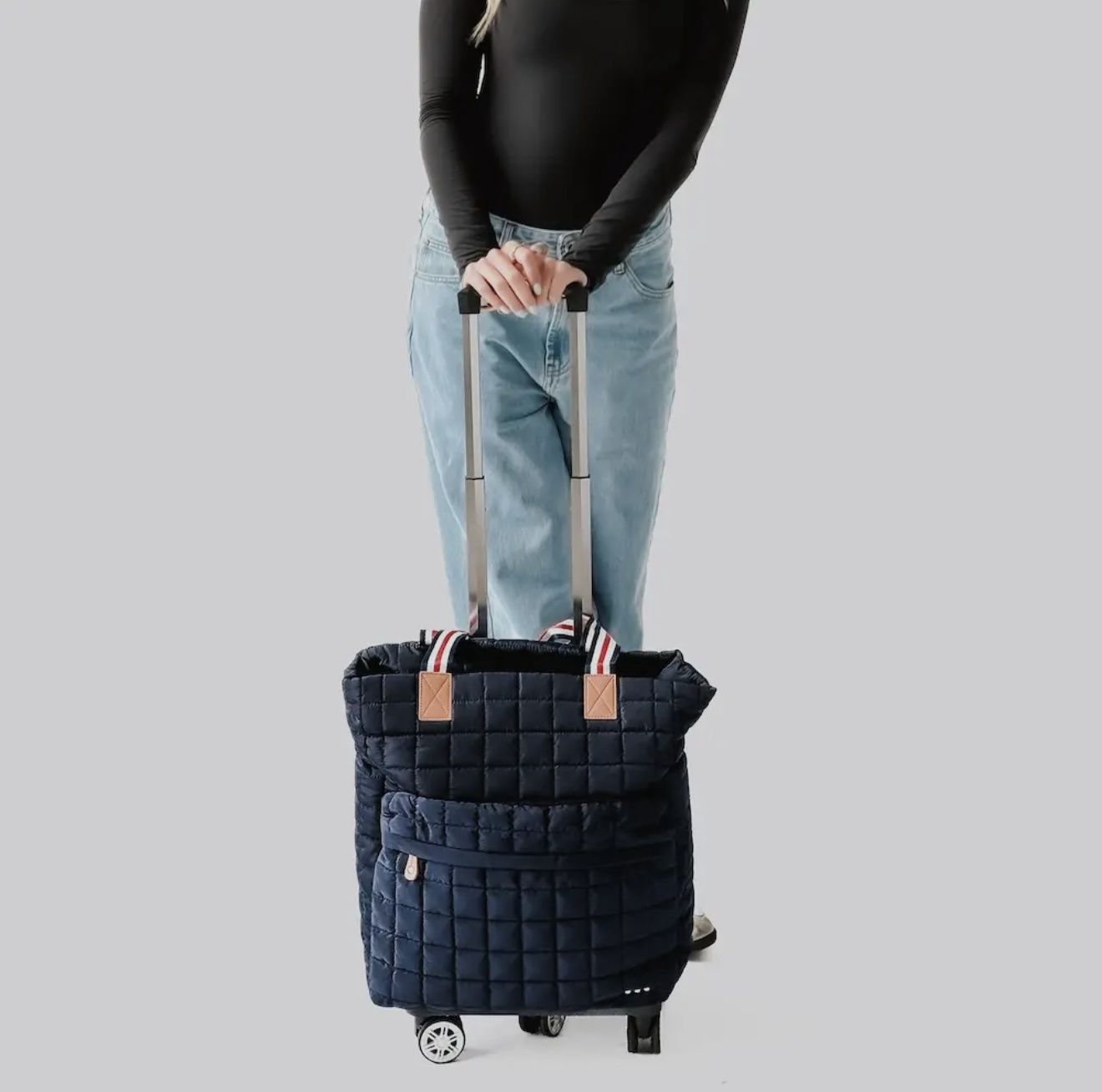 Tenley Quilted Tote Roller Bag, Color: Navy