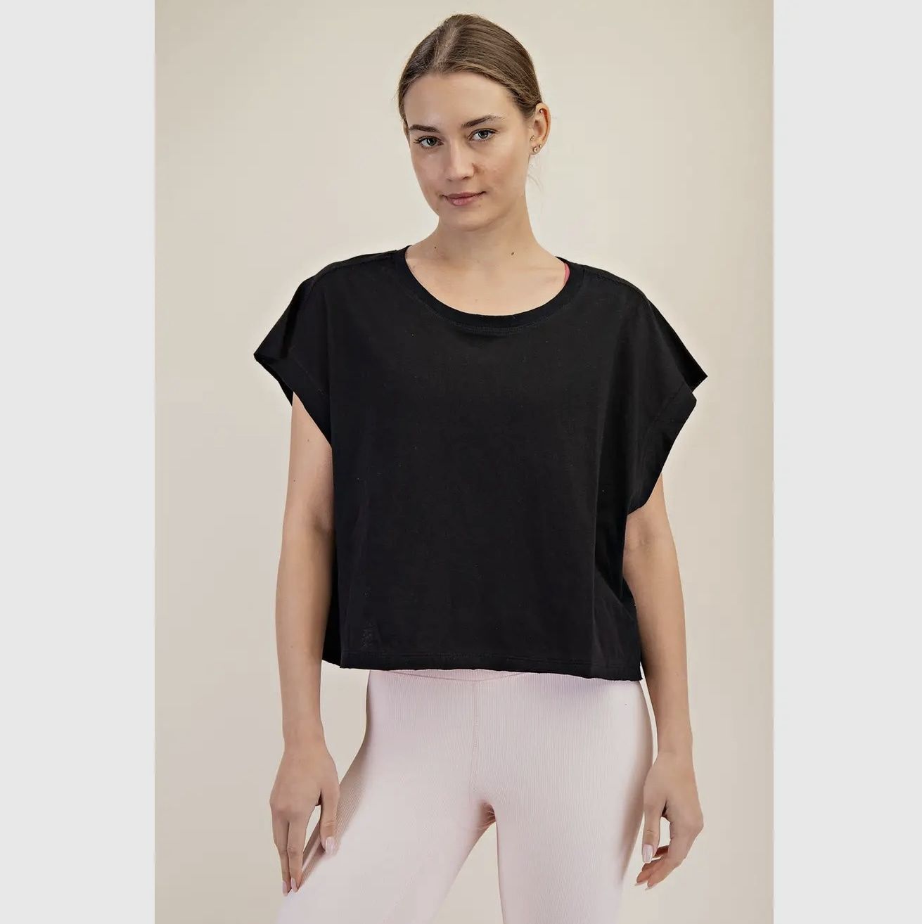 Slub Open Back Top, Color: Black, Size: AS