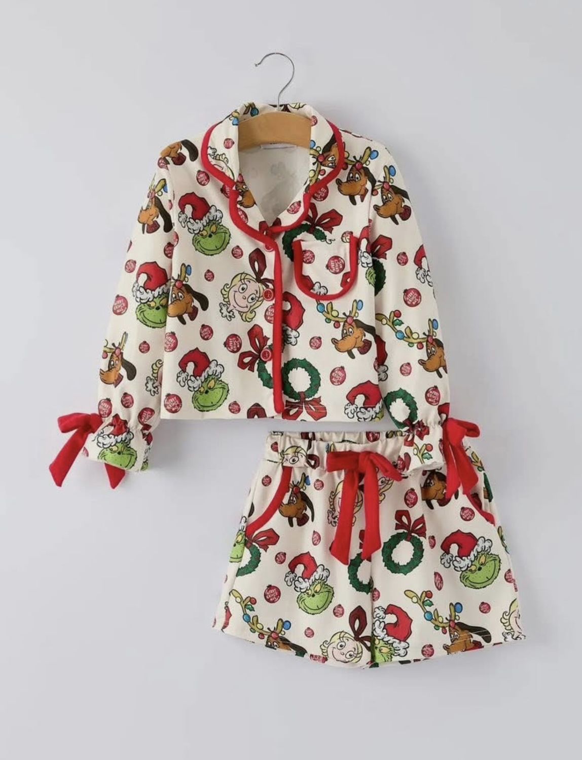 Grinch Pajamas, Size: Size 2, Style: Shorts Set
