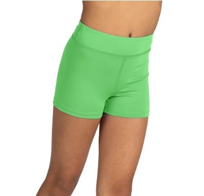 High Waist Booty Short, Colour: Luminous Green, Size: Child 4-6