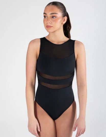 Lexi Mesh Leotard, Color: Black, Size: Child XL