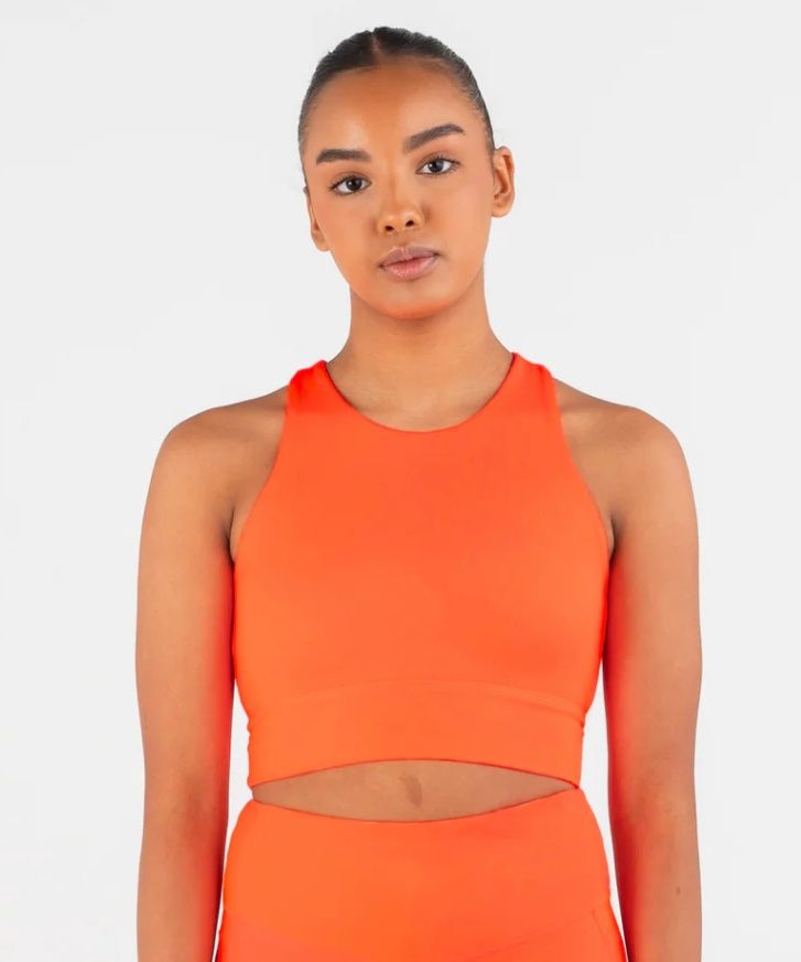 Flex Rib Crop Top, Color: Vivid Orange, Size: Youth 12