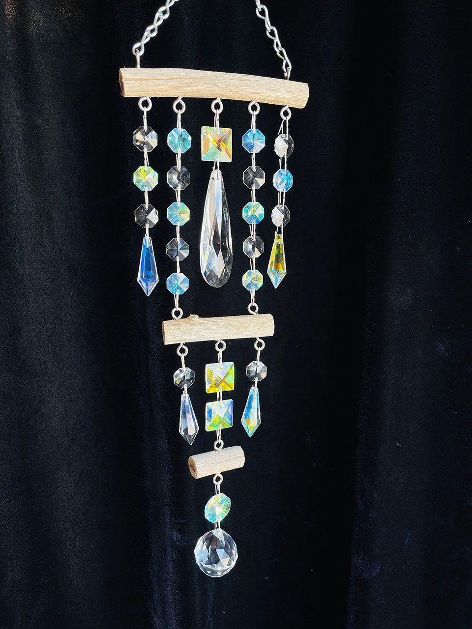 Micro Triple Tier Driftwood and Chandelier Crystal Suncatcher Micro Triple Tier Driftwood and Chandelier Crystal Suncatcher