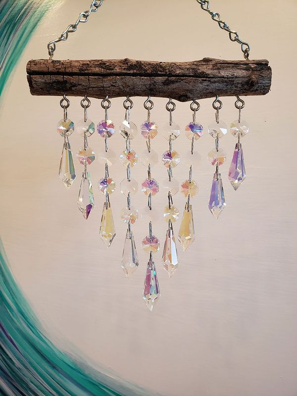 Natural Driftwood & Crystal Suncatcher Micro 9 Strand