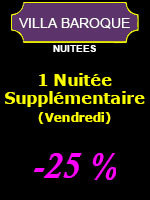 1 Nuitée supplémentaire (-25%) - 2 personnes (Vendredi) 1 Nuitée supplémentaire (-25%) - 2 personnes (Vendredi)