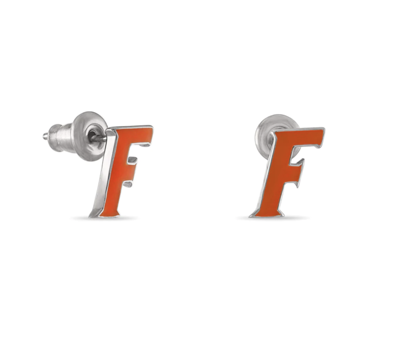 Florida Orange F Stud Earrings