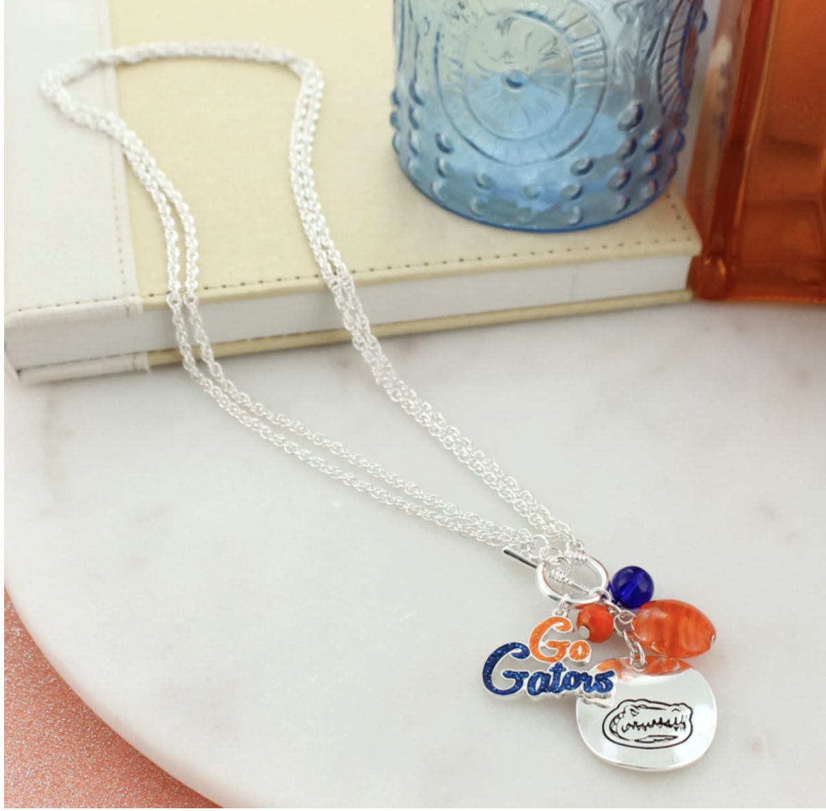 Florida Logo Disc &amp; Slogan Necklace
