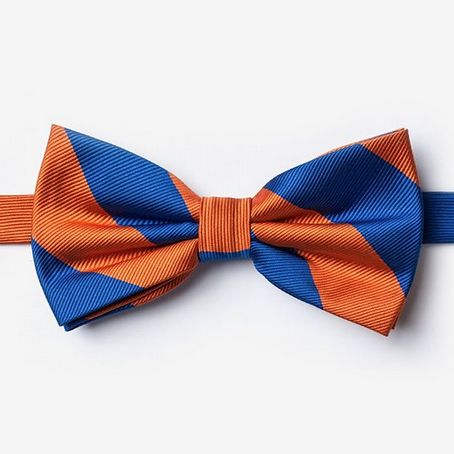 Orange &amp; Blue Stripe Pre-Tied Bow Tie