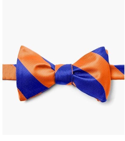 Orange &amp; Blue Stripe Self Tie Bow Tie
