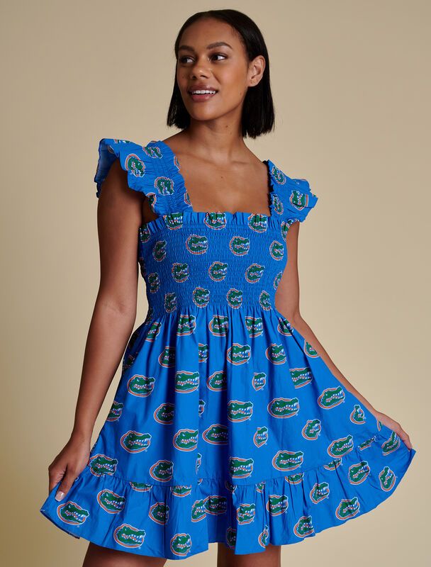 Gators Poplin Smocked Dress