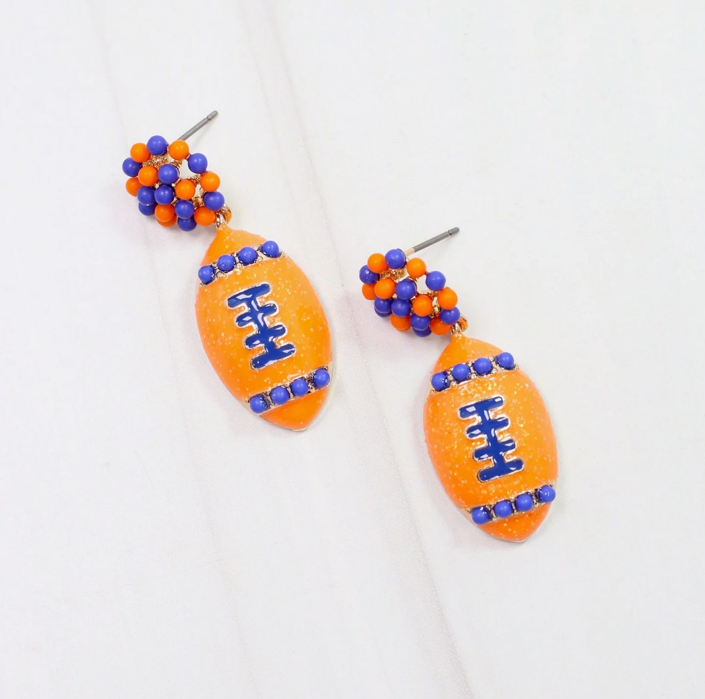 Football Earring Orange Blue