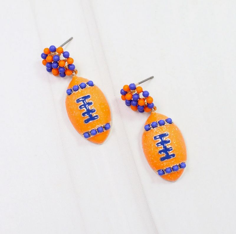 Football Earring Orange Blue