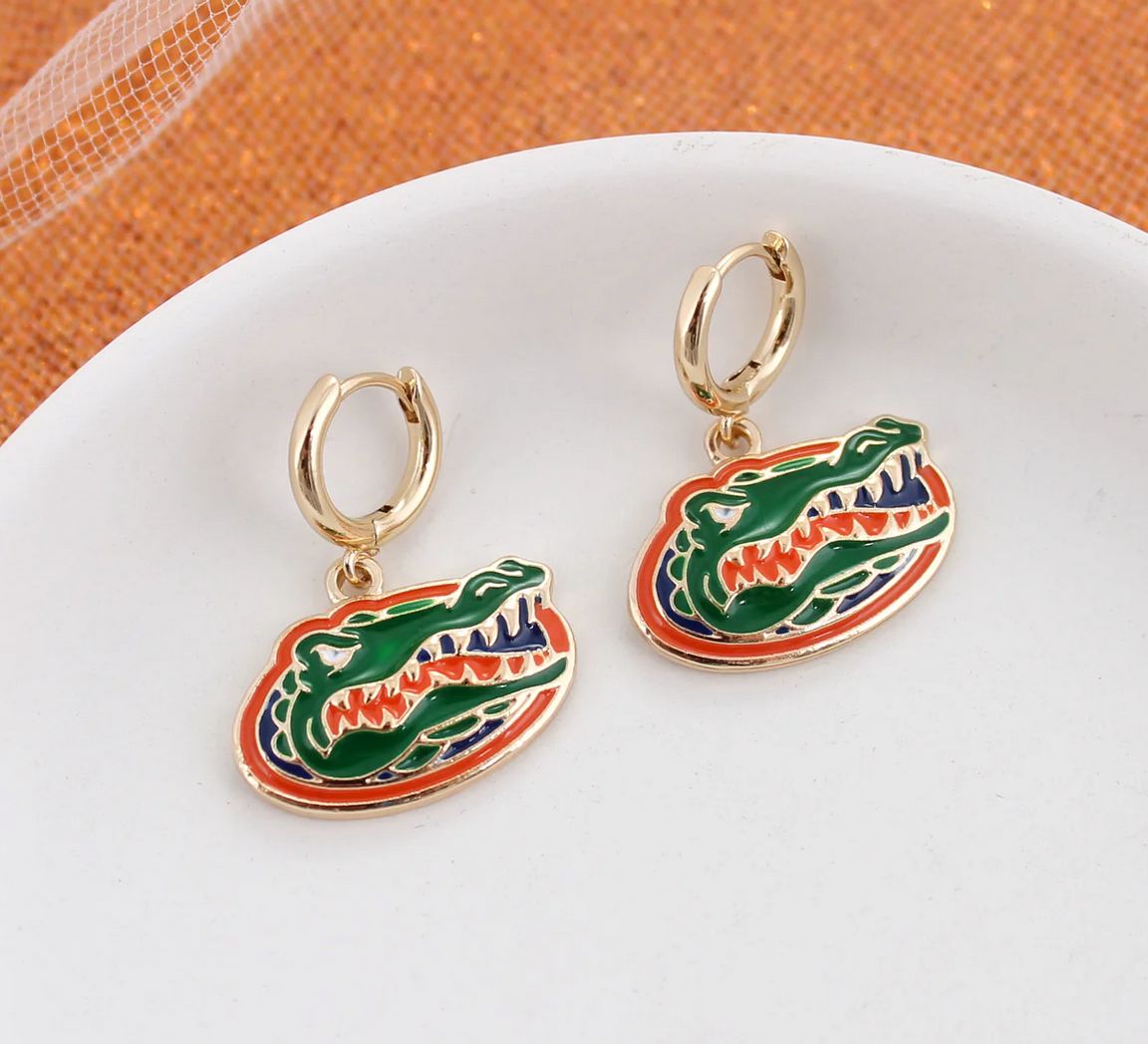 Florida Huggie Hoop Earrings w/ Enamel Logo