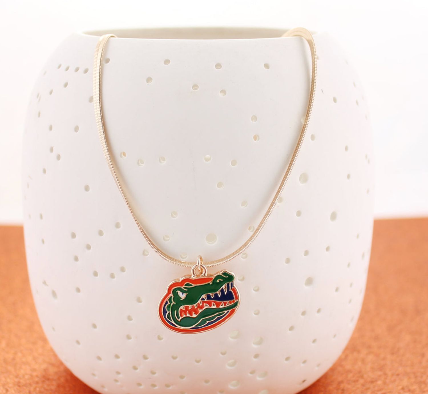 Florida Gold &amp; Enamel Logo Necklace