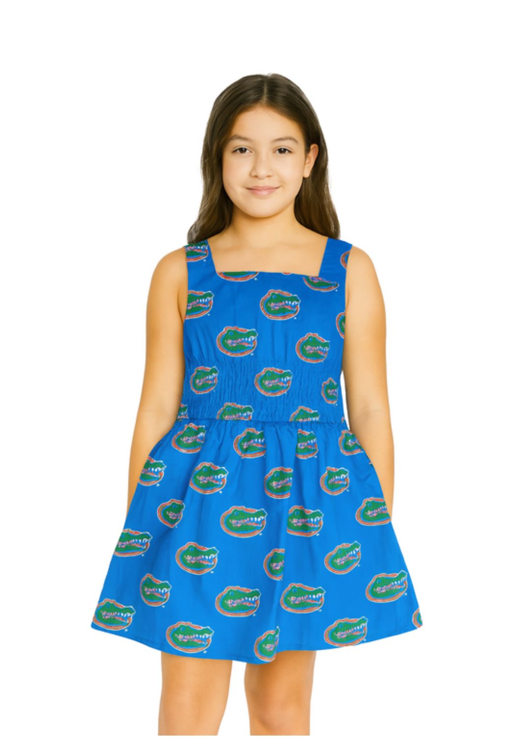 Girls Poplin Smocked Dress