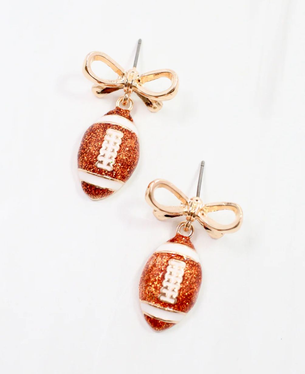 Sporty Bow Football Earrings